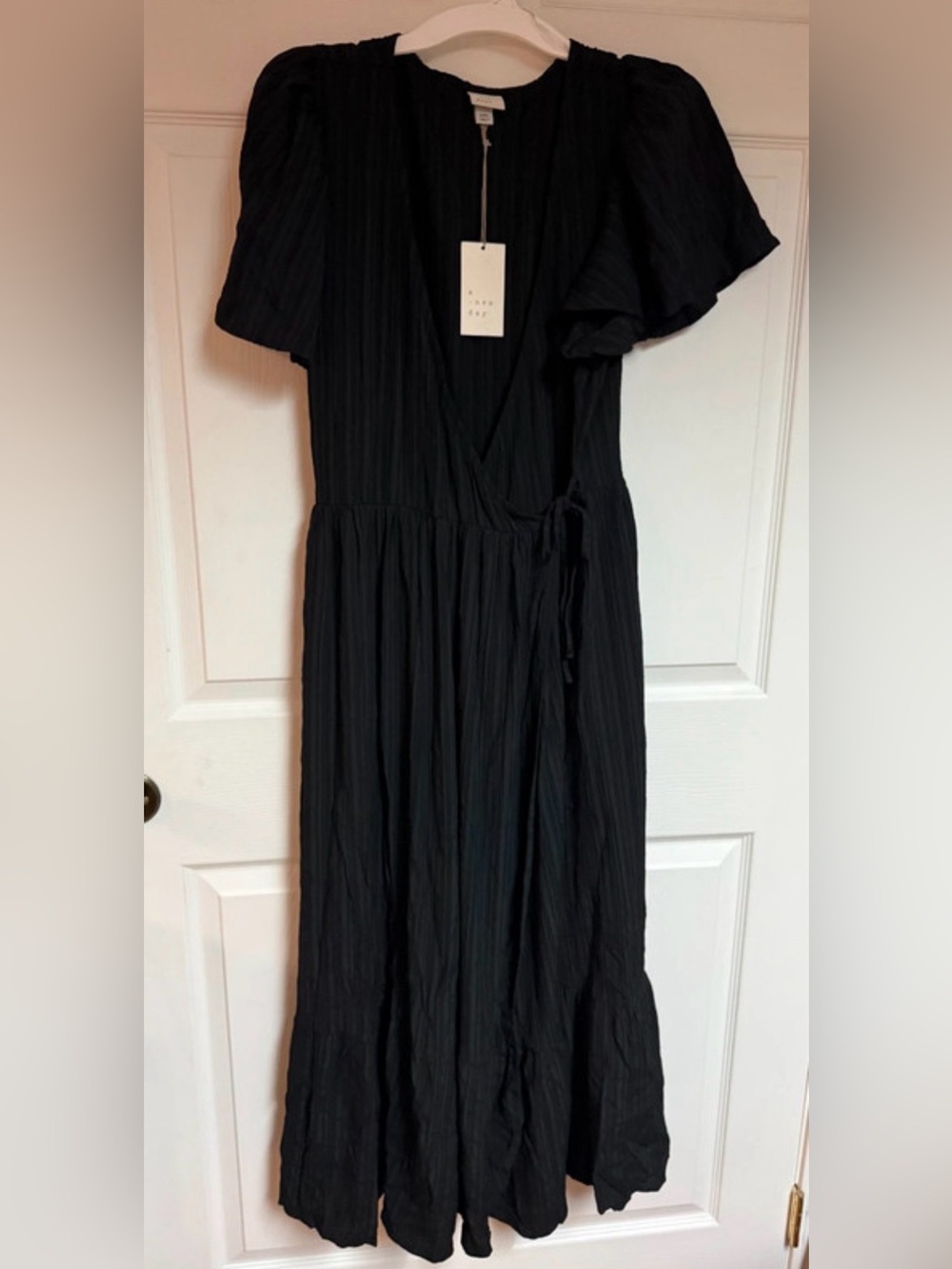 NWT A New Day Black Wrap Midi Dress with Flutter Sleeves XXL
